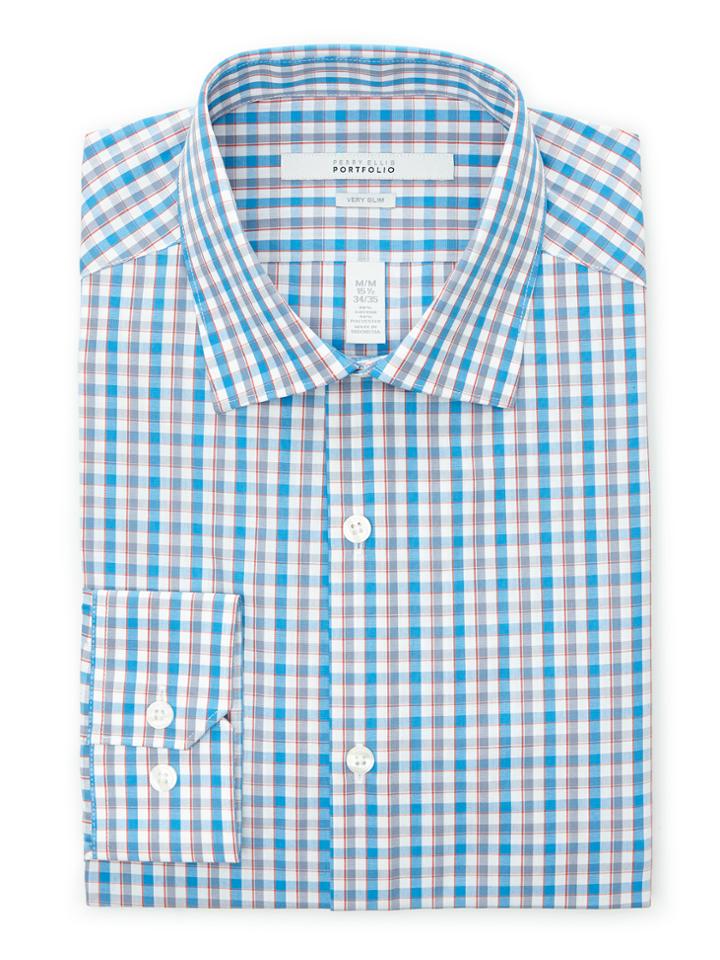 Perry Ellis Very Slim Gingham Check Dress Shirt
