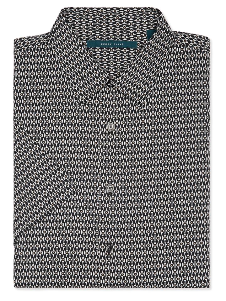 Perry Ellis Big And Tall Short Sleeve Mini Diamond Shirt