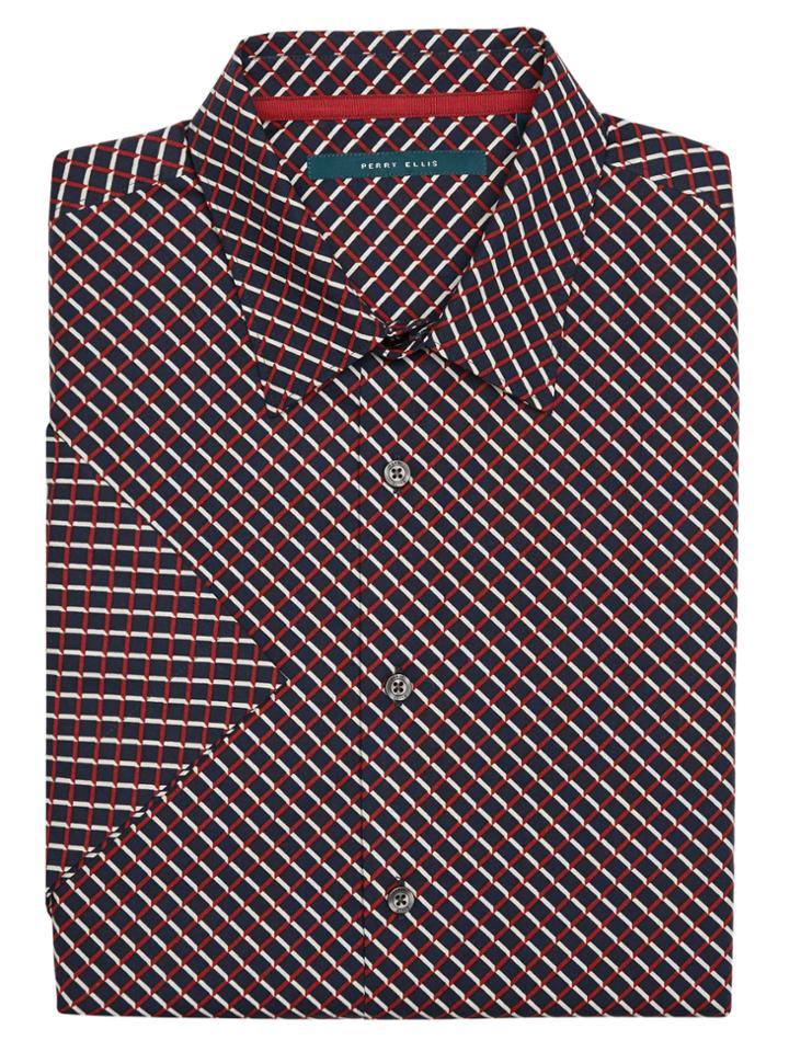 Perry Ellis Short Sleeve Mini Ribbon Shirt