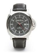 Perry Ellis Round Black Leather Band Watch