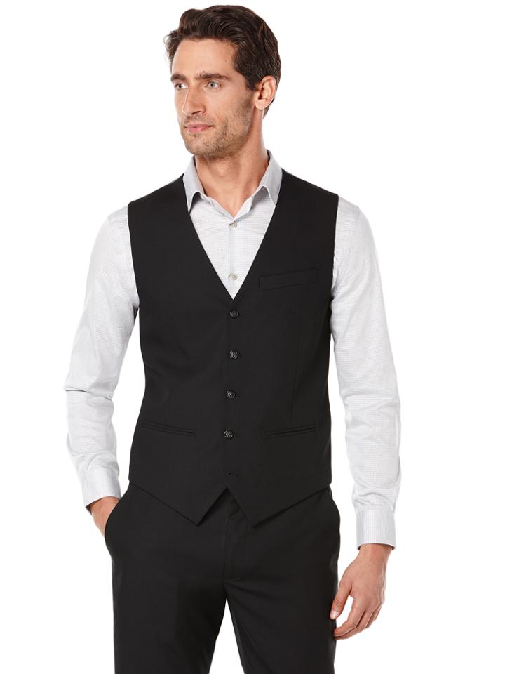 Perry Ellis Big And Tall Solid Bedford Suit Vest