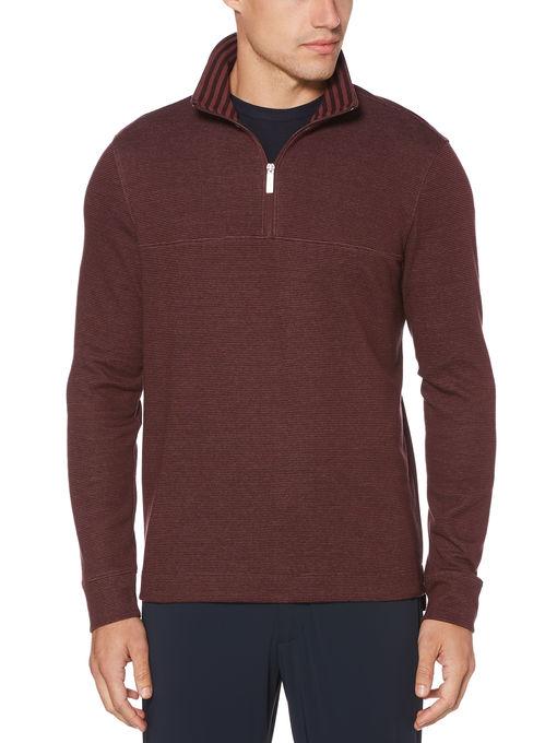 Perry Ellis Stripe Quarter Zip Sweater