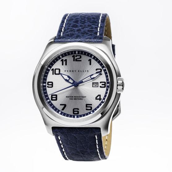 Perry Ellis Memphis Navy Leather Watch