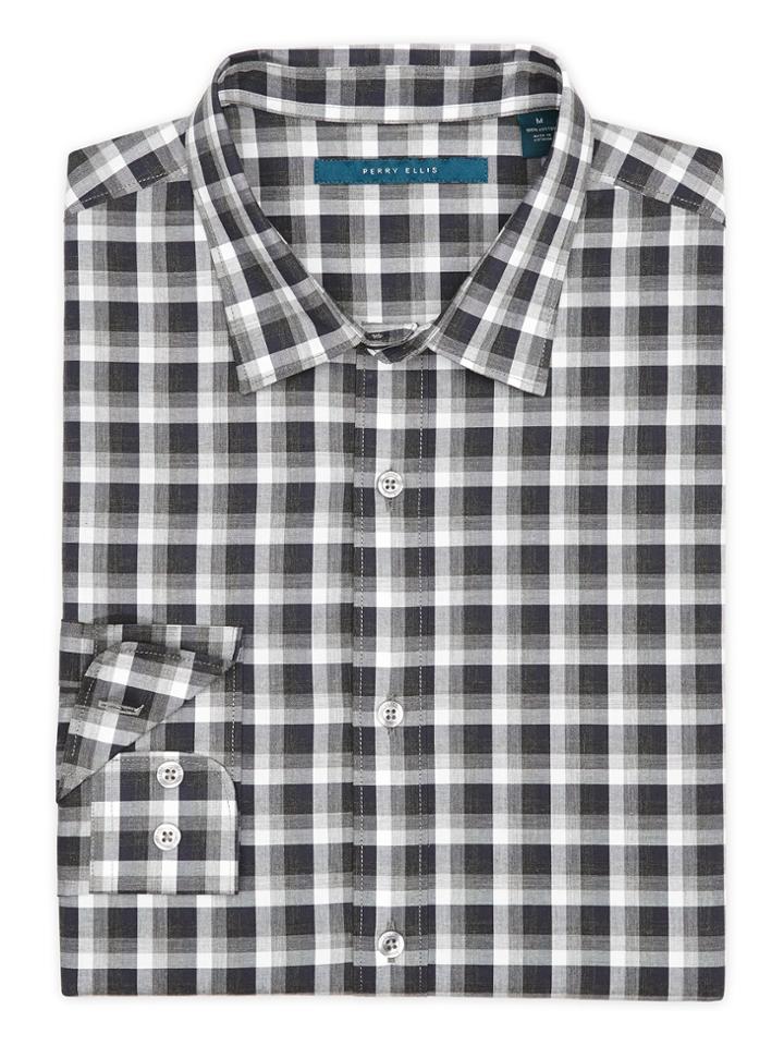 Perry Ellis Medium Heather Check Shirt