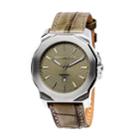Perry Ellis Unisex Decagon Olive Leather Watch