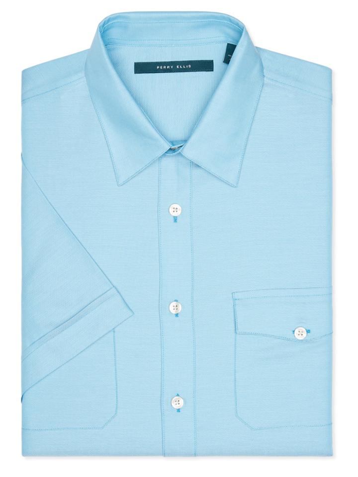 Perry Ellis Short Sleeve Solid Texture Shirt