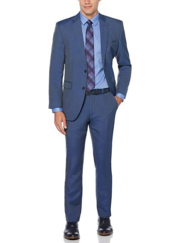 Perry Ellis 2 Piece Slim Fit Solid Blue Suit