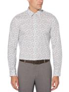 Perry Ellis Slim Fit Roll Sleeve Micro Floral Shirt