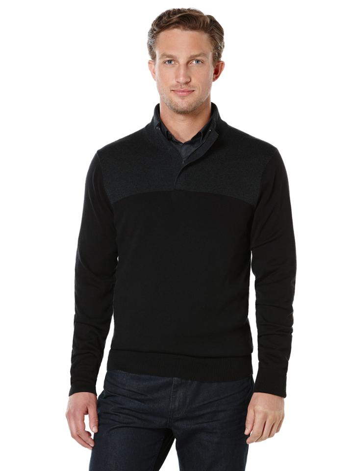 Perry Ellis Colorblock Quarter Zip Sweater