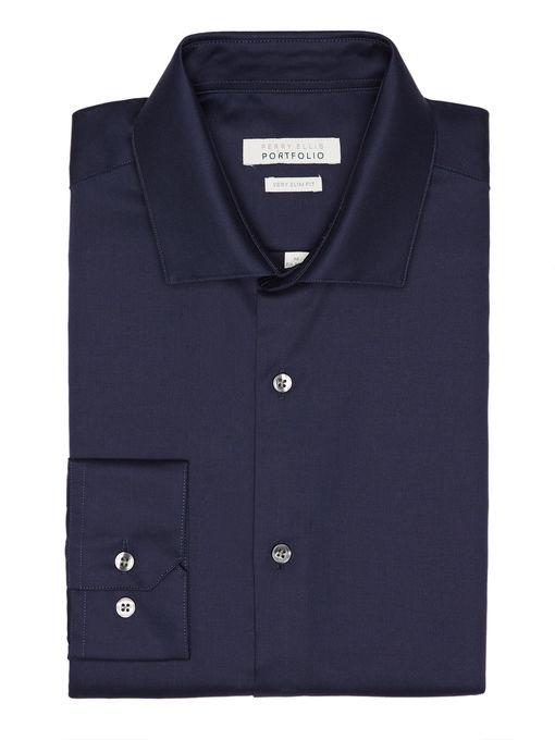 Perry Ellis Very Slim Fit Navy Dress Shirt