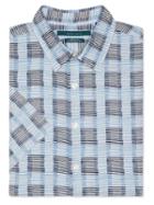 Perry Ellis Short Sleeve Linen Wavy Stripe Shirt