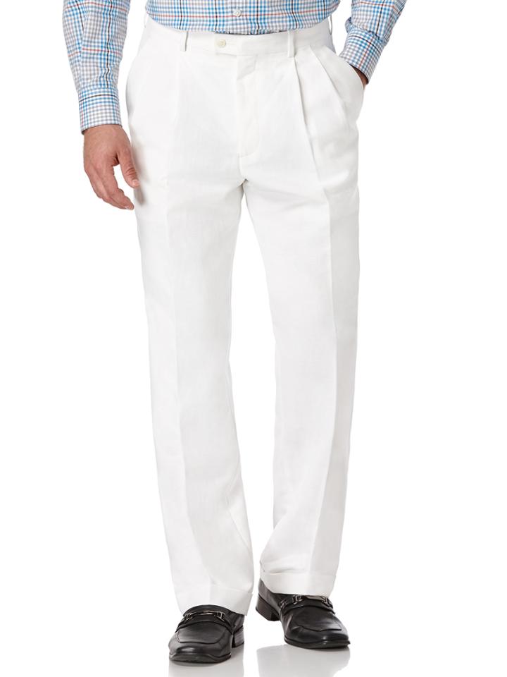 Perry Ellis Classic Fit Double Pleat Linen Portfolio Pant