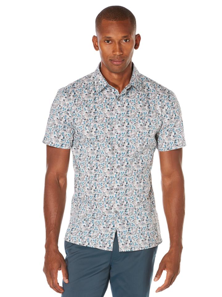 Perry Ellis Short Sleeve Exclusive Painted Floral Shirt