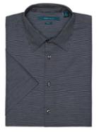 Perry Ellis Slim Short Sleeve Stripe Dobby Shirt