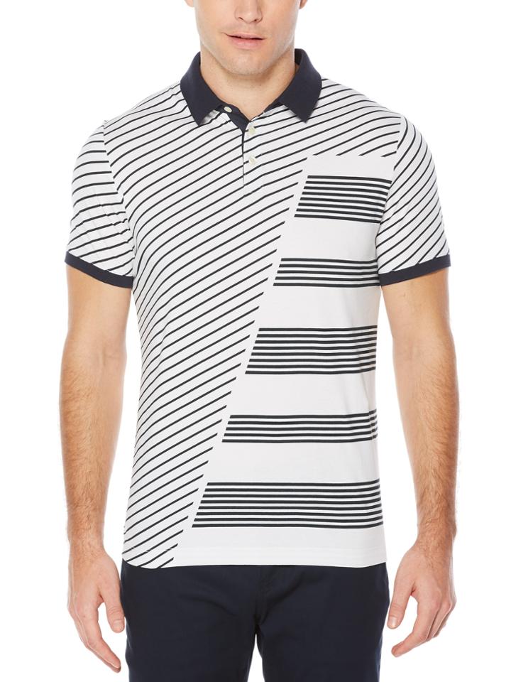 Perry Ellis Dual-grain Striped Pima Cotton Polo