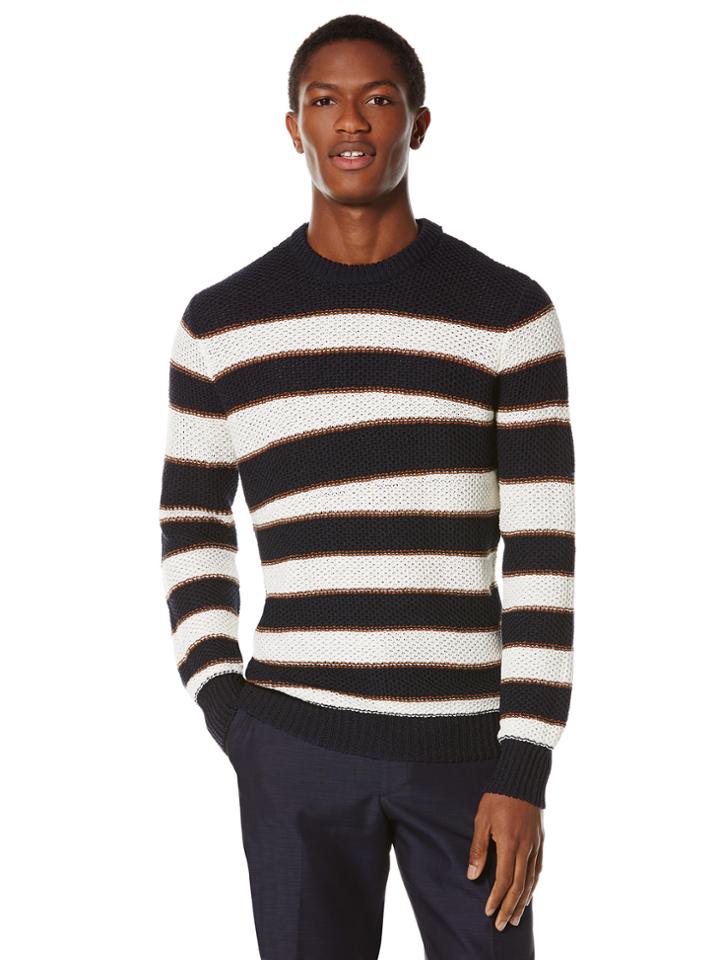 Perry Ellis Engineered Rugby Stripe Crew Sweater