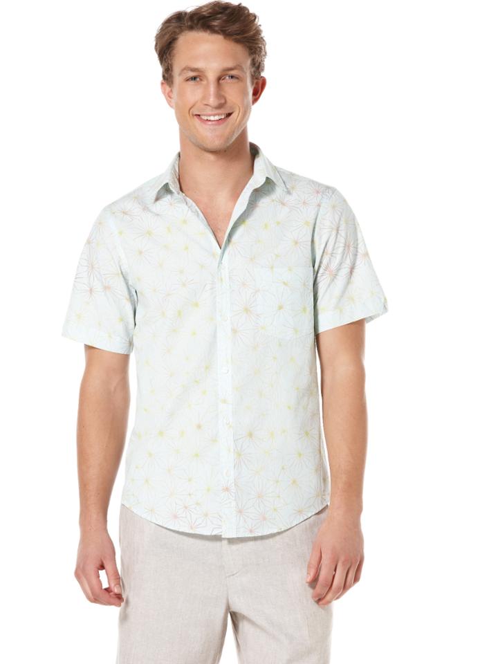 Perry Ellis Big And Tall Floral Stripe Short Sleeve Shirt