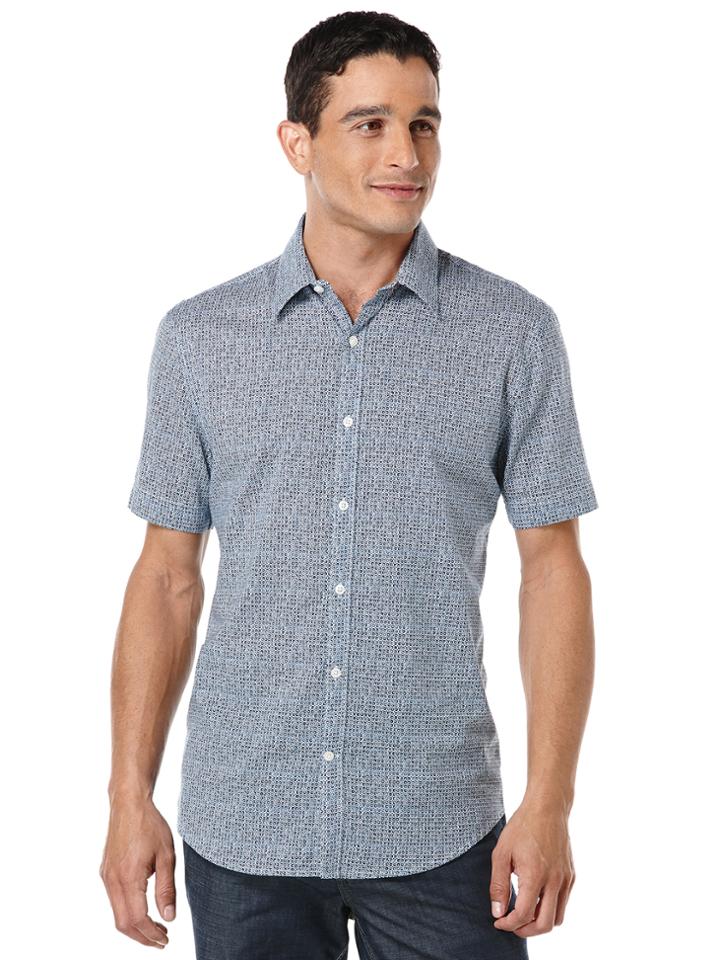 Perry Ellis Short Sleeve Print Dot Tile Shirt
