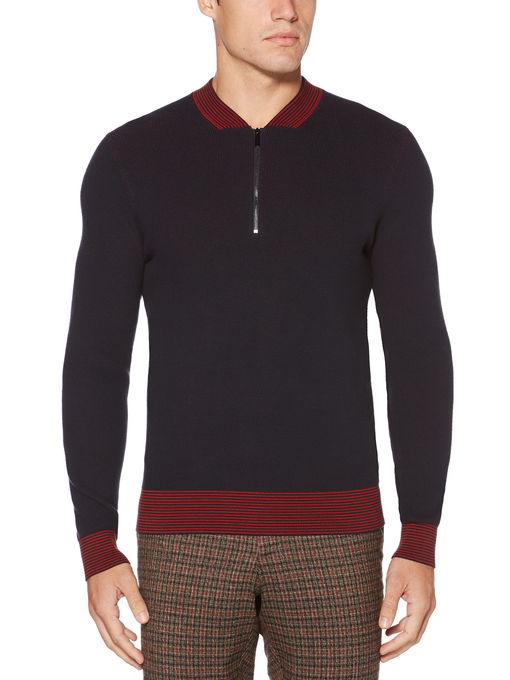 Perry Ellis Quarter-zip Patterned Sweater