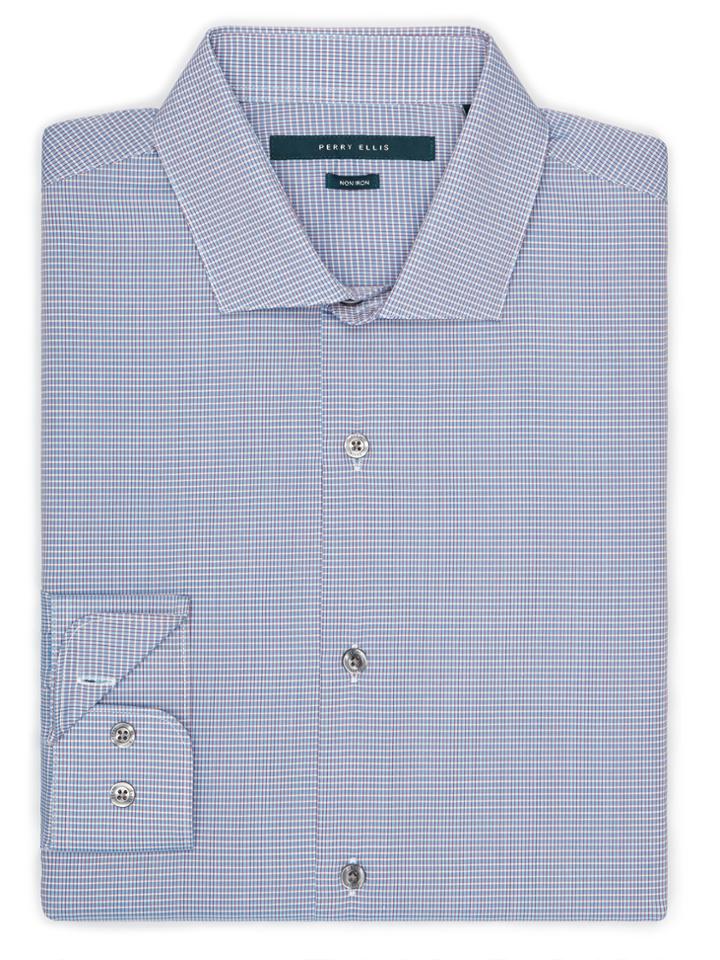 Perry Ellis Non-iron Iridescent Mini Stripe Shirt