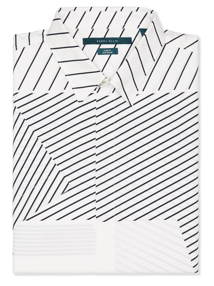 Perry Ellis Slim Fit Short Sleeve Geometric Lines Shirt