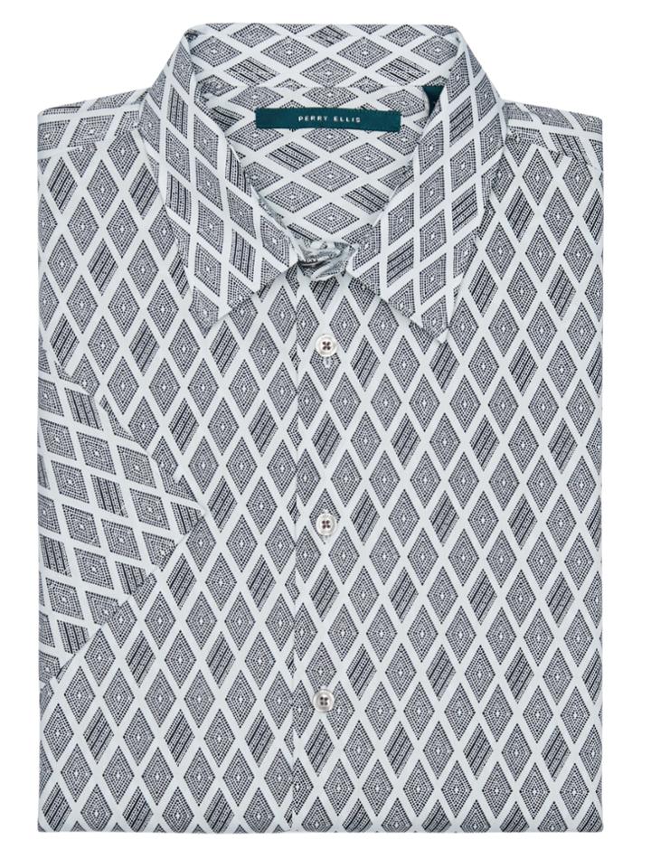 Perry Ellis Short Sleeve Tribal Diamond Shirt