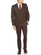 Perry Ellis 3 Piece Slim Fit Brown Birdseye Suit