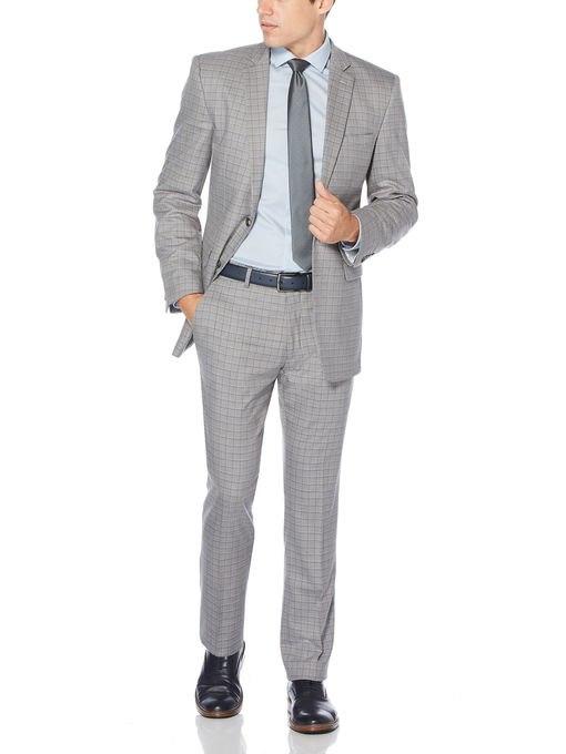 Perry Ellis 2 Piece Silver Check Suit