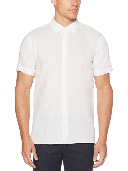 Perry Ellis Solid Chambray Linen Shirt