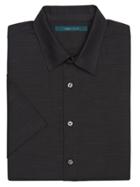 Perry Ellis Short Sleeve Solid Slub Texture Button-down Shirt
