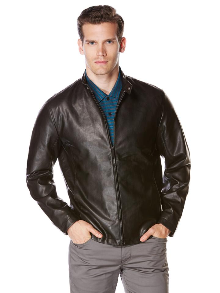 Perry Ellis Faux Leather Front Zip Jacket