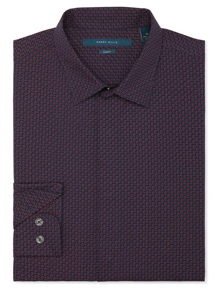 Perry Ellis Slim Fit Non-iron Geo Dot Shirt