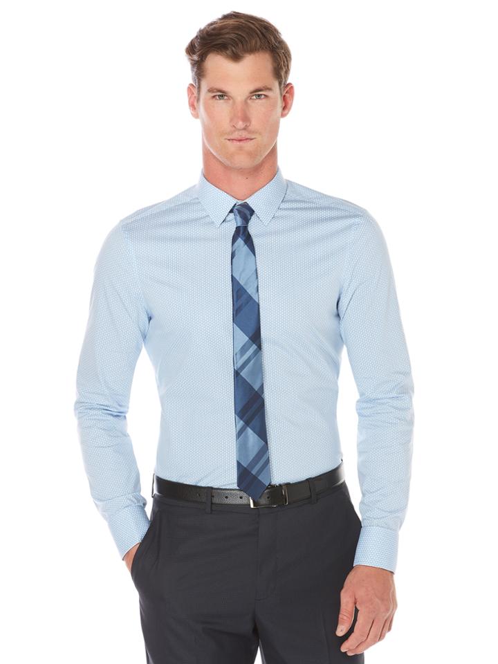 Perry Ellis Very Slim Tiny Leaf Print Dress Shirt