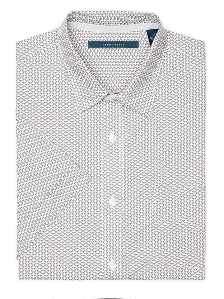 Perry Ellis Big And Tall Short Sleeve Mini Geo Shirt