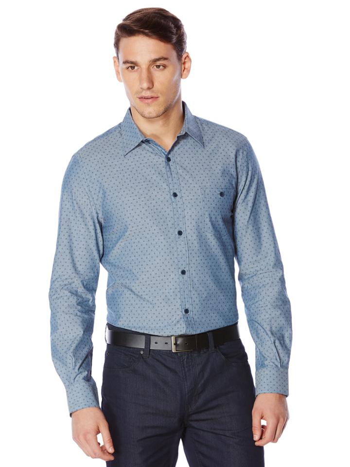 Perry Ellis Printed Chambray Shirt