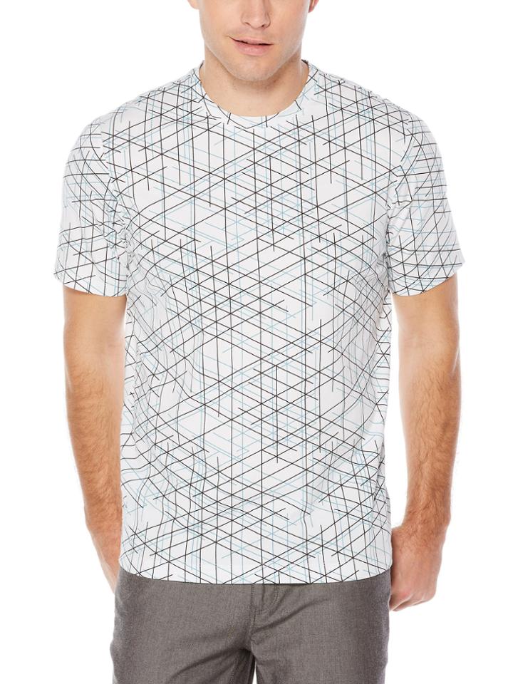 Perry Ellis Striped Pima Cotton Crew Shirt