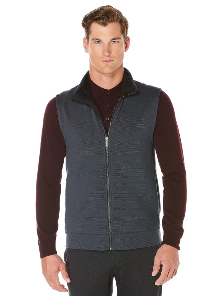 Perry Ellis Twill Stripe Full Zip Vest