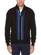 Perry Ellis Textured Stripe Full Zip Hooded Sweater