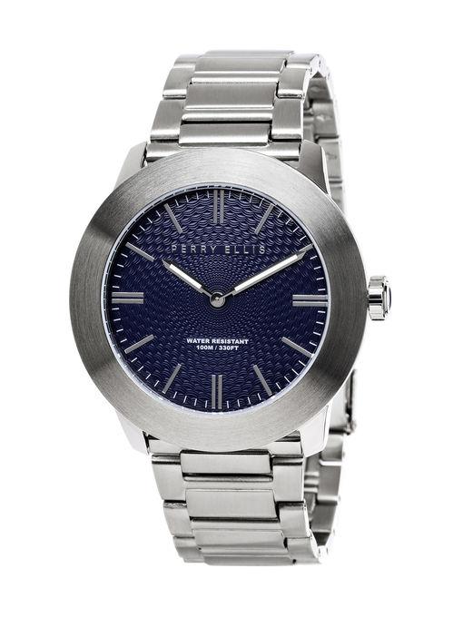 Perry Ellis Slimline Navy Stainless Steel Watch