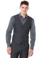 Perry Ellis Tonal Mini Plaid Suit Vest