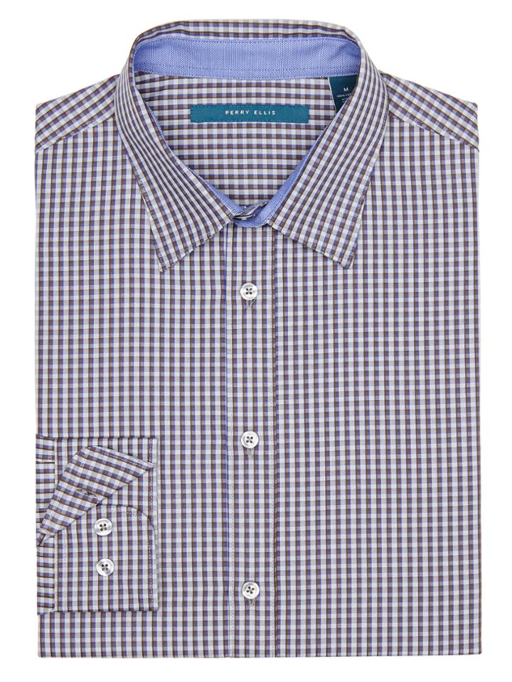 Perry Ellis Long Sleeve Checkered Shirt