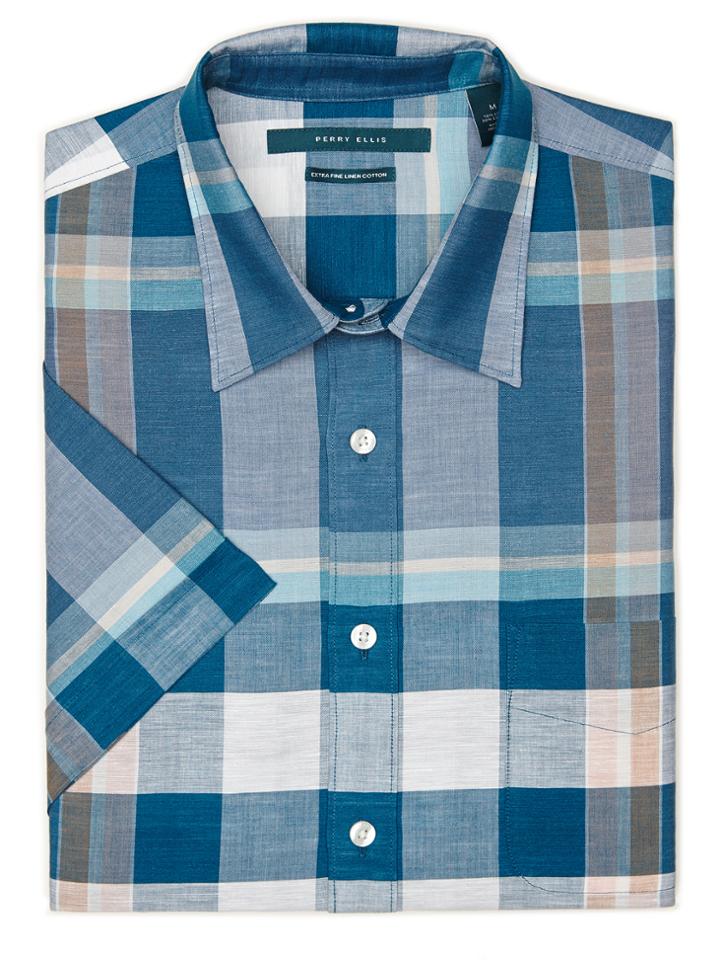Perry Ellis Short Sleeve  Large Horizontal Stripe Shirt