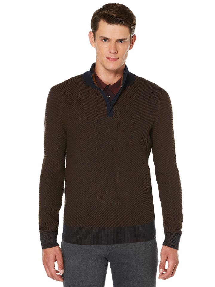 Perry Ellis Textured Chevron Sweater