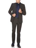 Perry Ellis 2 Piece Slim Fit Grey Plaid Suit