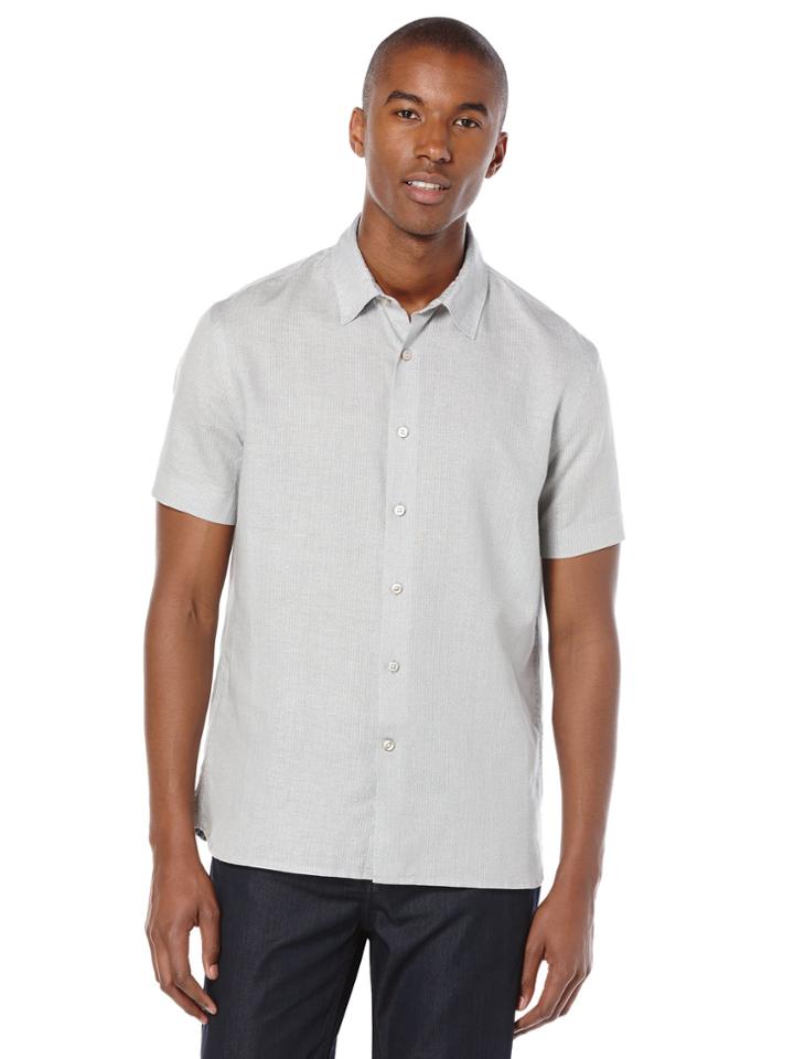 Perry Ellis Short Sleeve Linen Mini Aztec Shirt