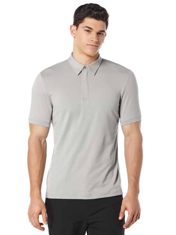 Perry Ellis Solid Zip Collar Active Polo