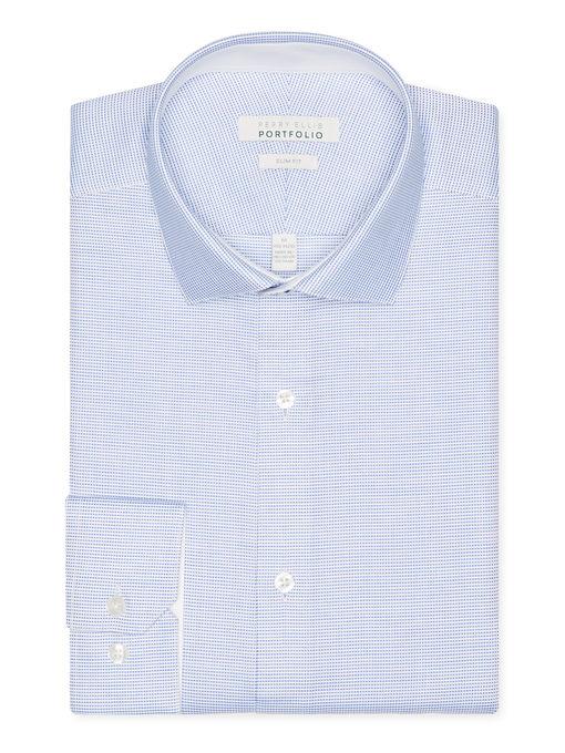 Perry Ellis Slim Fit Blue Nailshead Dress Shirt