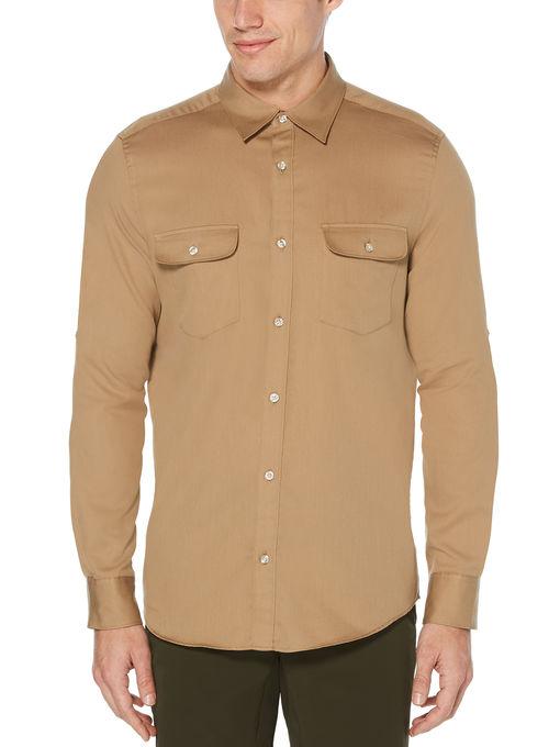 Perry Ellis Slim Fit Safari Untucked Soft Shirt