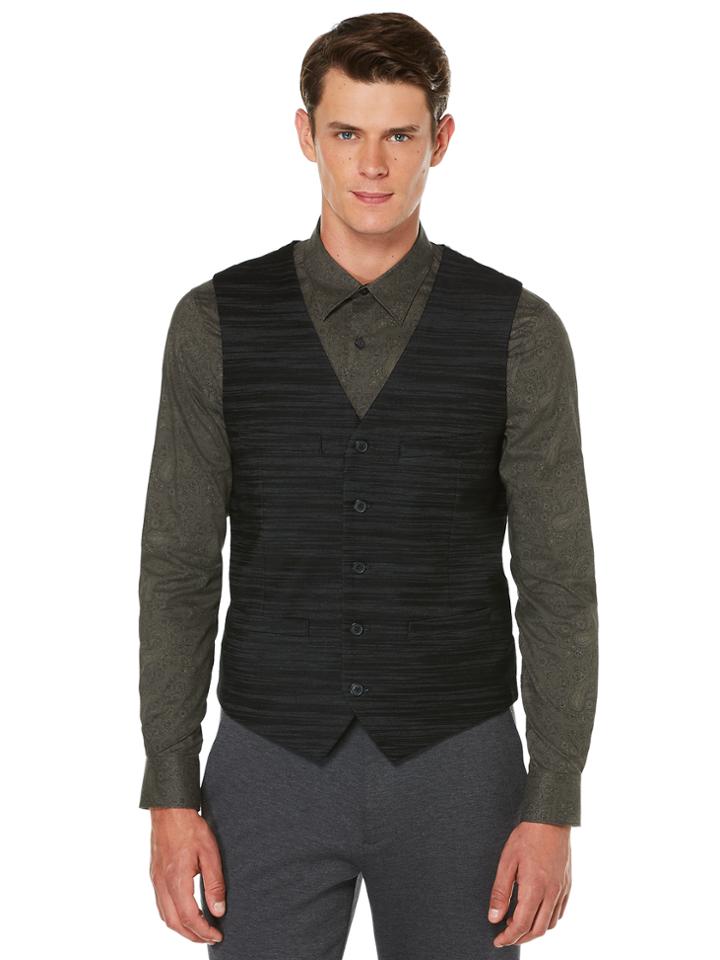 Perry Ellis Big And Tall Textured Stripe Suit Vest