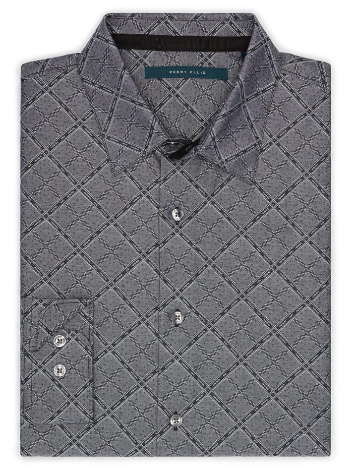 Perry Ellis Large Diamond Jacquard Fabric Shirt